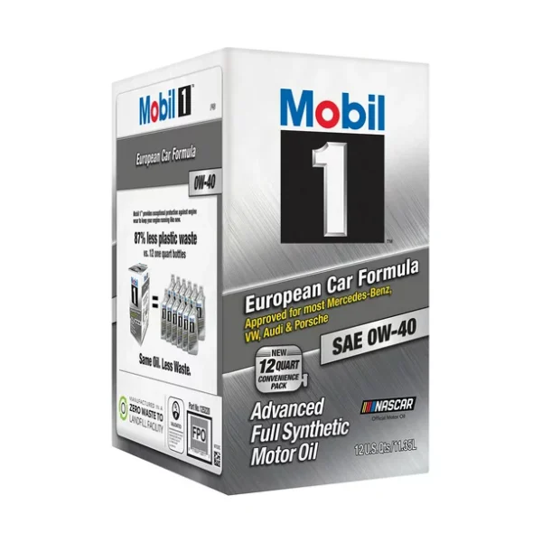 0W-40 Mobil 1 European Car Formula Motor Oil - 12 Quarts