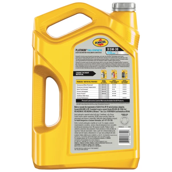 5W-30 Pennzoil Platinum Full Synthetic Motor Oil - Image 2