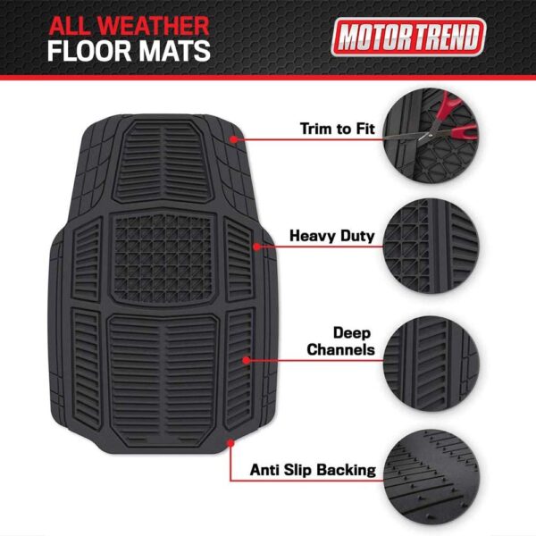 Motor Trend Heavy Duty 4-Piece Rubber Mats-MT-824-BK - Image 5