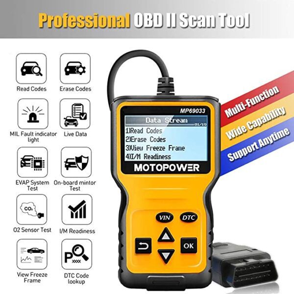 Motopower Car OBD2 Scanner Code Reader Engine Fault Code Reader Scanner CAN Diagnostic Scan Tool for All OBD II Protocol Cars - Image 3