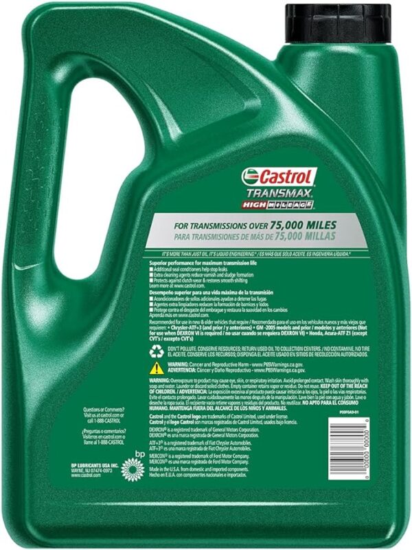 Castrol Transmax High Mileage Transmission Fluid - 4 Quarts - Image 3