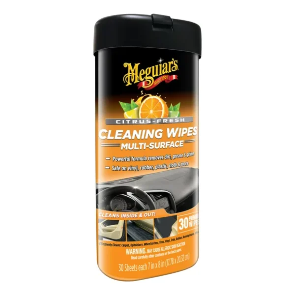 Meguiar's Citrus-Fresh Cleaning Wipes, G190600, 30 Count