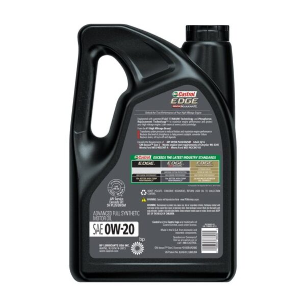 0W-20 Castrol Edge High mileage Motor Oil 5L - Image 2