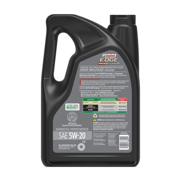 5W-20 Castrol Edge High mileage Motor Oil 5L - Image 3