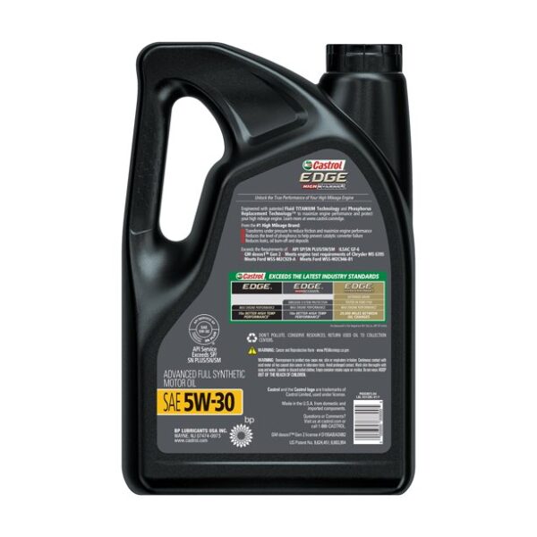 5W-30 Castrol Edge High mileage Motor Oil 5L - Image 2