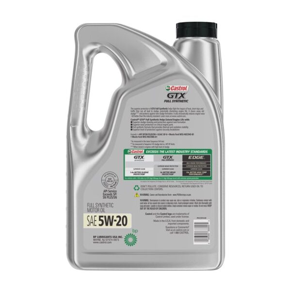 5W-20 Castrol GTX Full Synthetic Motor Oil 5L - Image 2