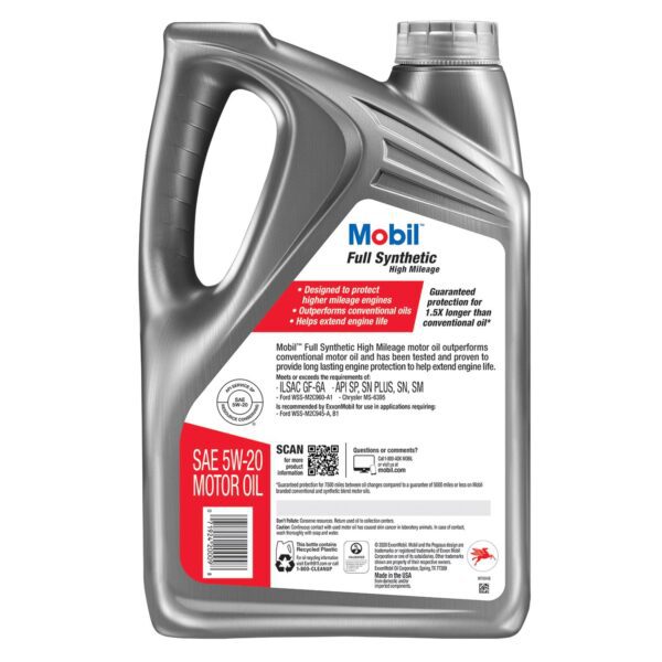 5W-20 Mobil Full Synthetic HM Motor Oil - 5 Quarts - Image 2