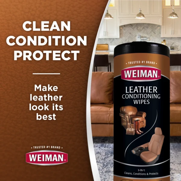 Weiman Leather Cleaner & Conditioner Wipes - Image 4